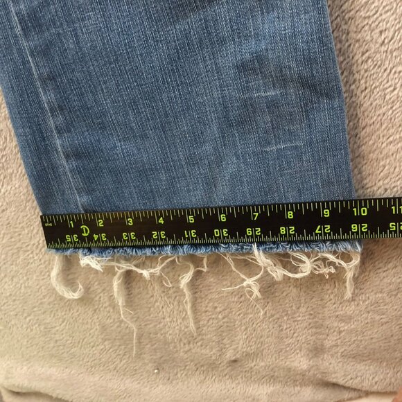 J. Crew Womens Jeans Size 4 City Fit Flare Frayed Hem Blue Denim Casual Y2K - Picture 7 of 16